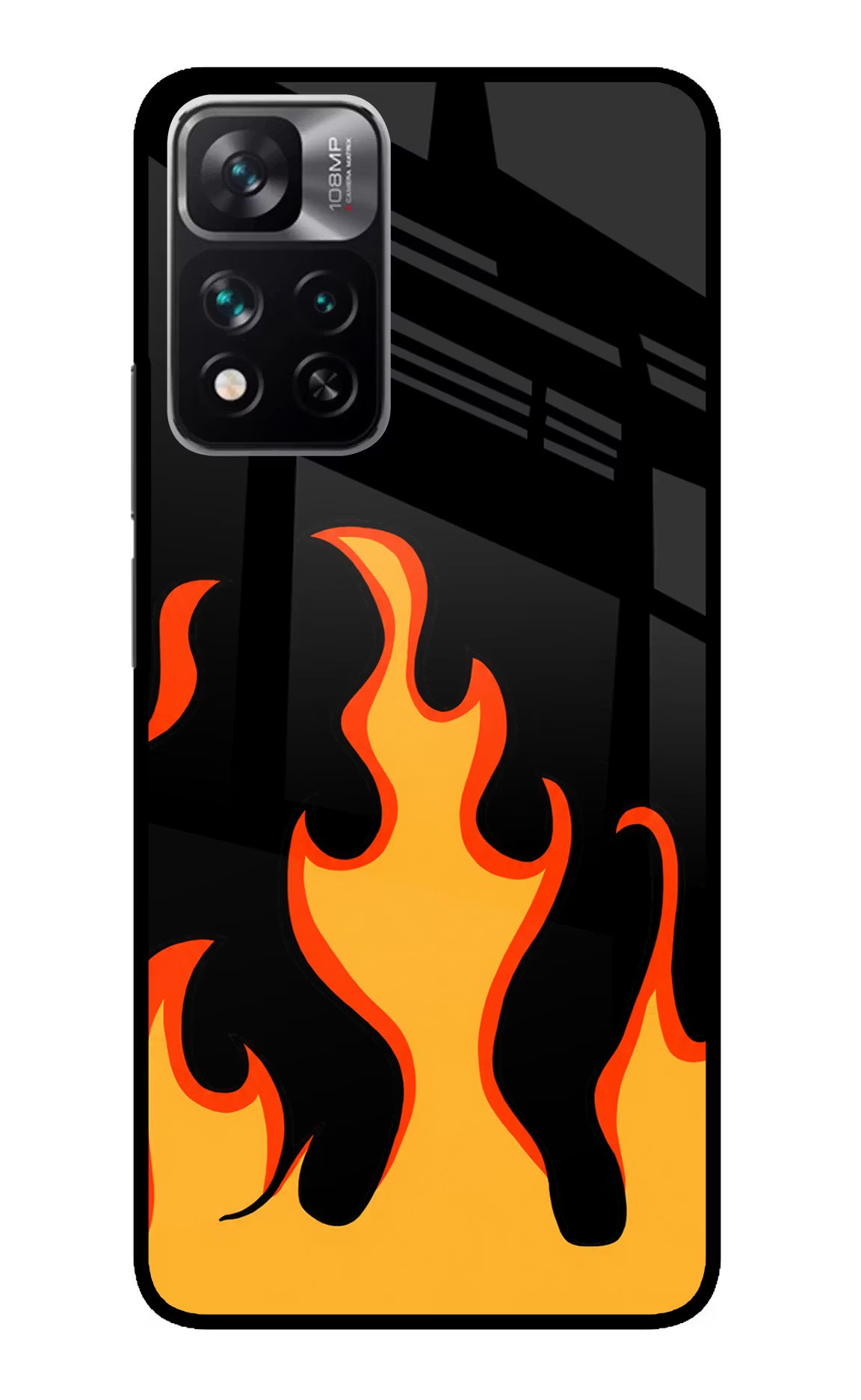 Fired Up – Black Redmi Note 13 Pro 5G Glass Case Back Cover by Casekaro