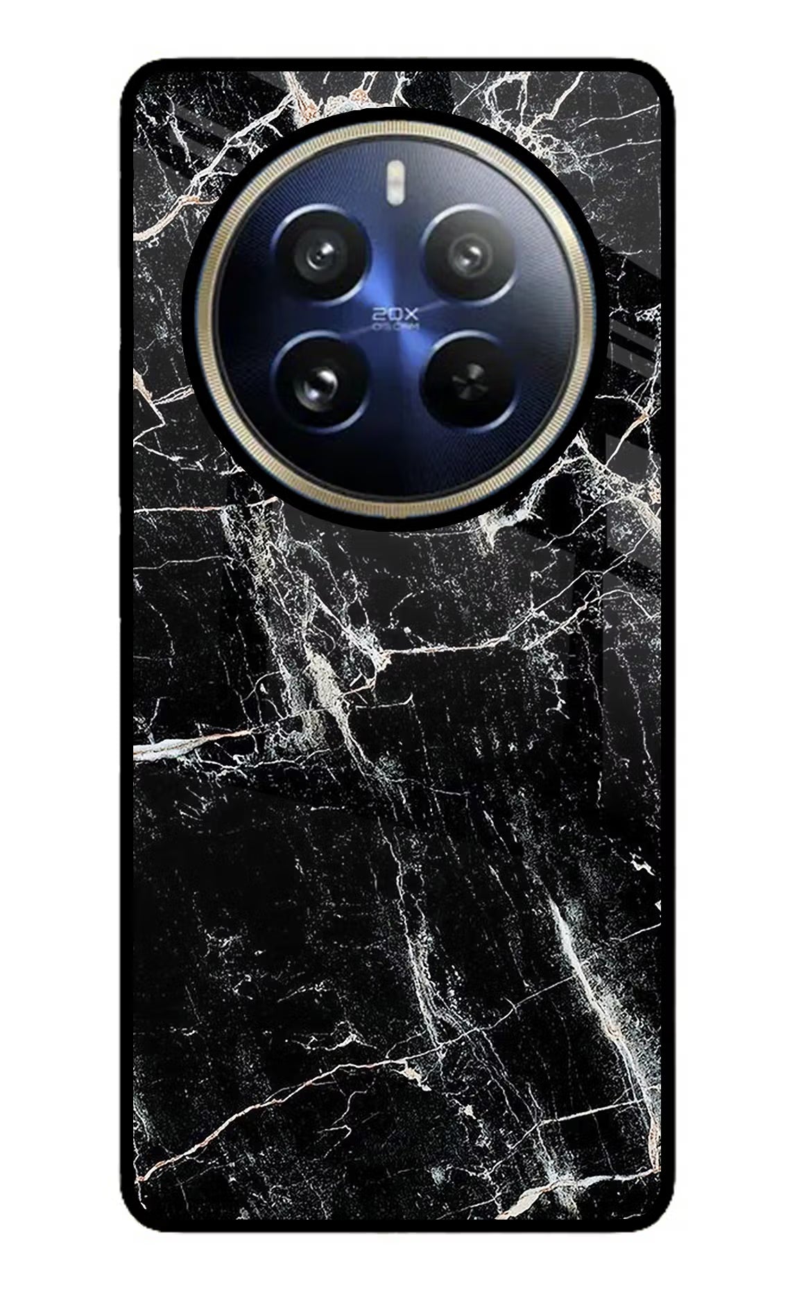 Black Marble Texture Realme 12 Pro 5G/12 Pro+ 5G Glass Case Back Cover by Casekaro
