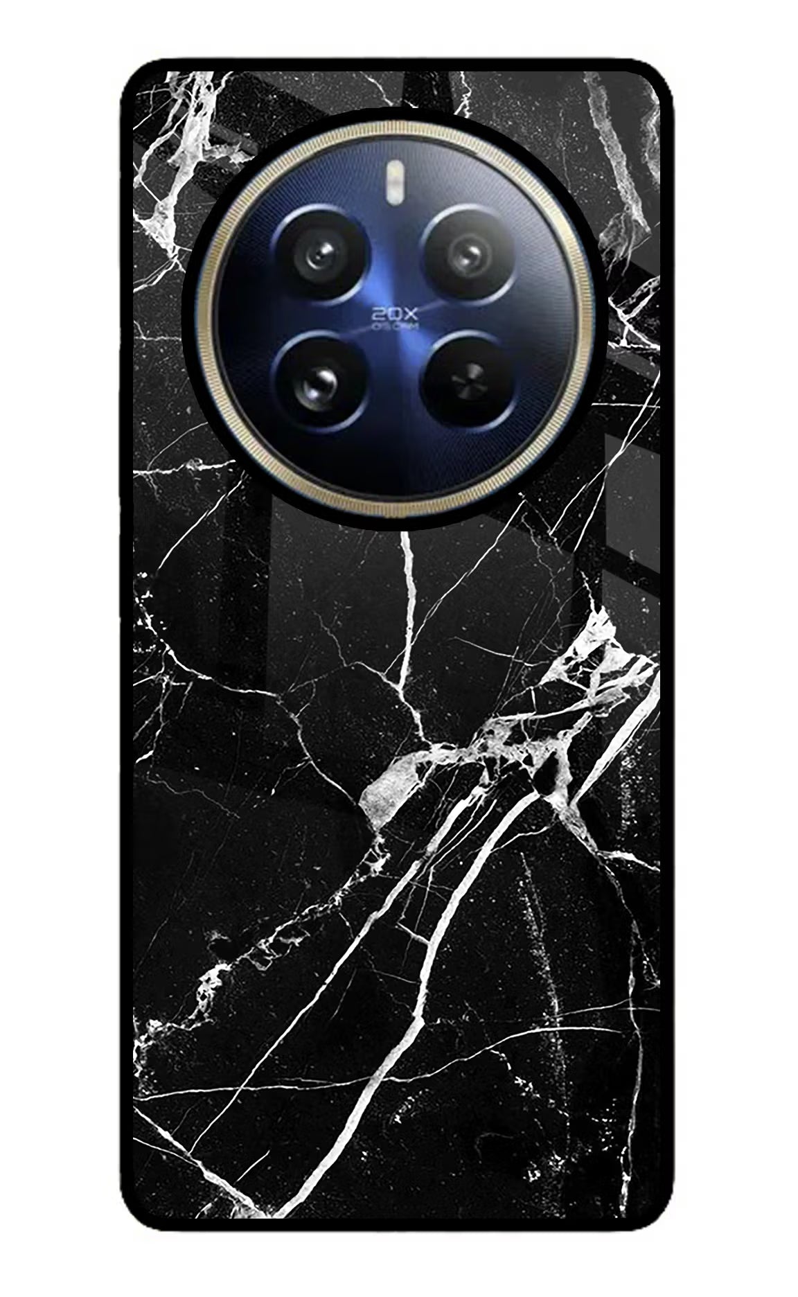 Black Marble Pattern Realme 12 Pro 5G/12 Pro+ 5G Glass Case Back Cover by Casekaro
