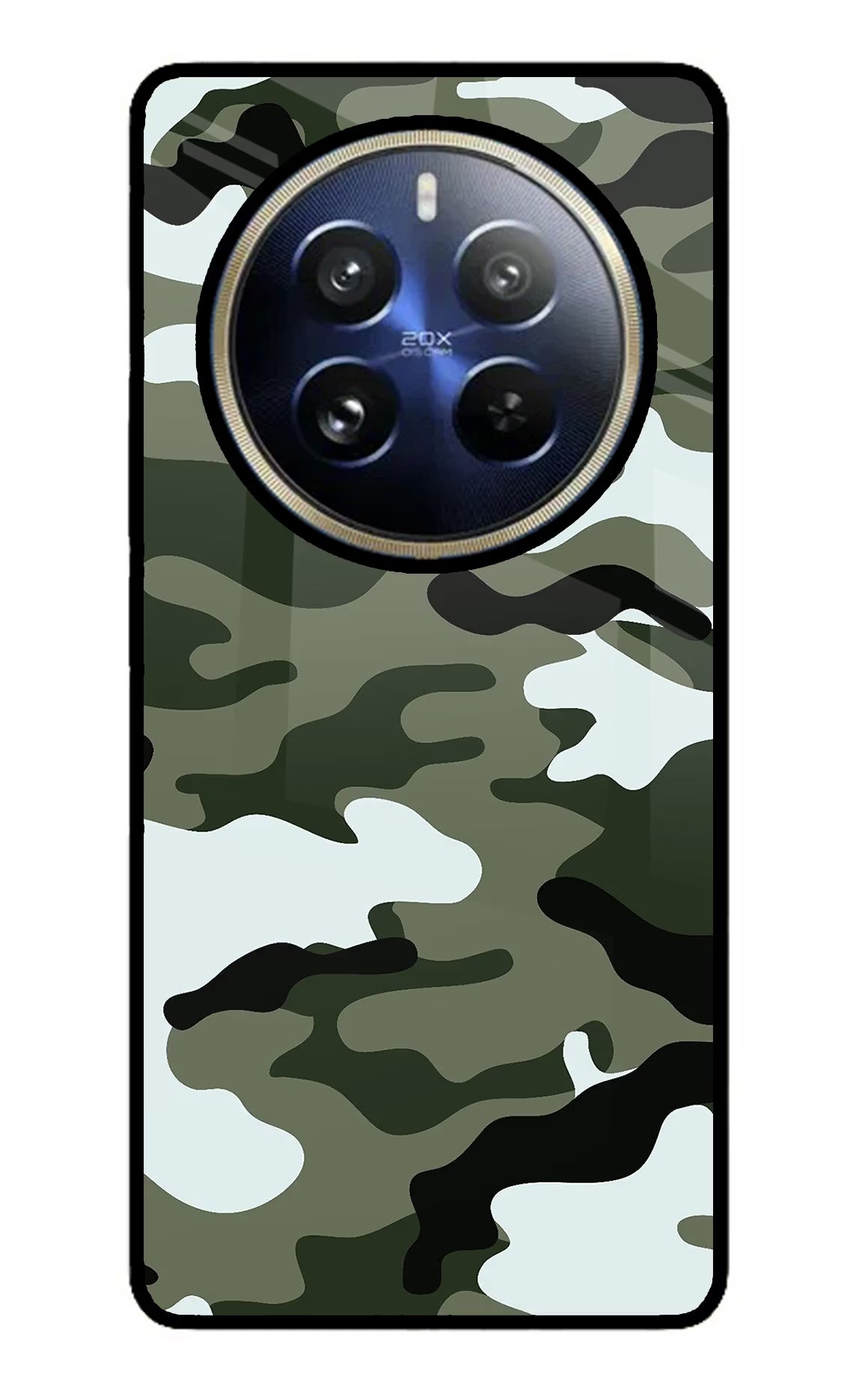 Camouflage Realme 12 Pro 5G/12 Pro+ 5G Glass Case Back Cover by Casekaro