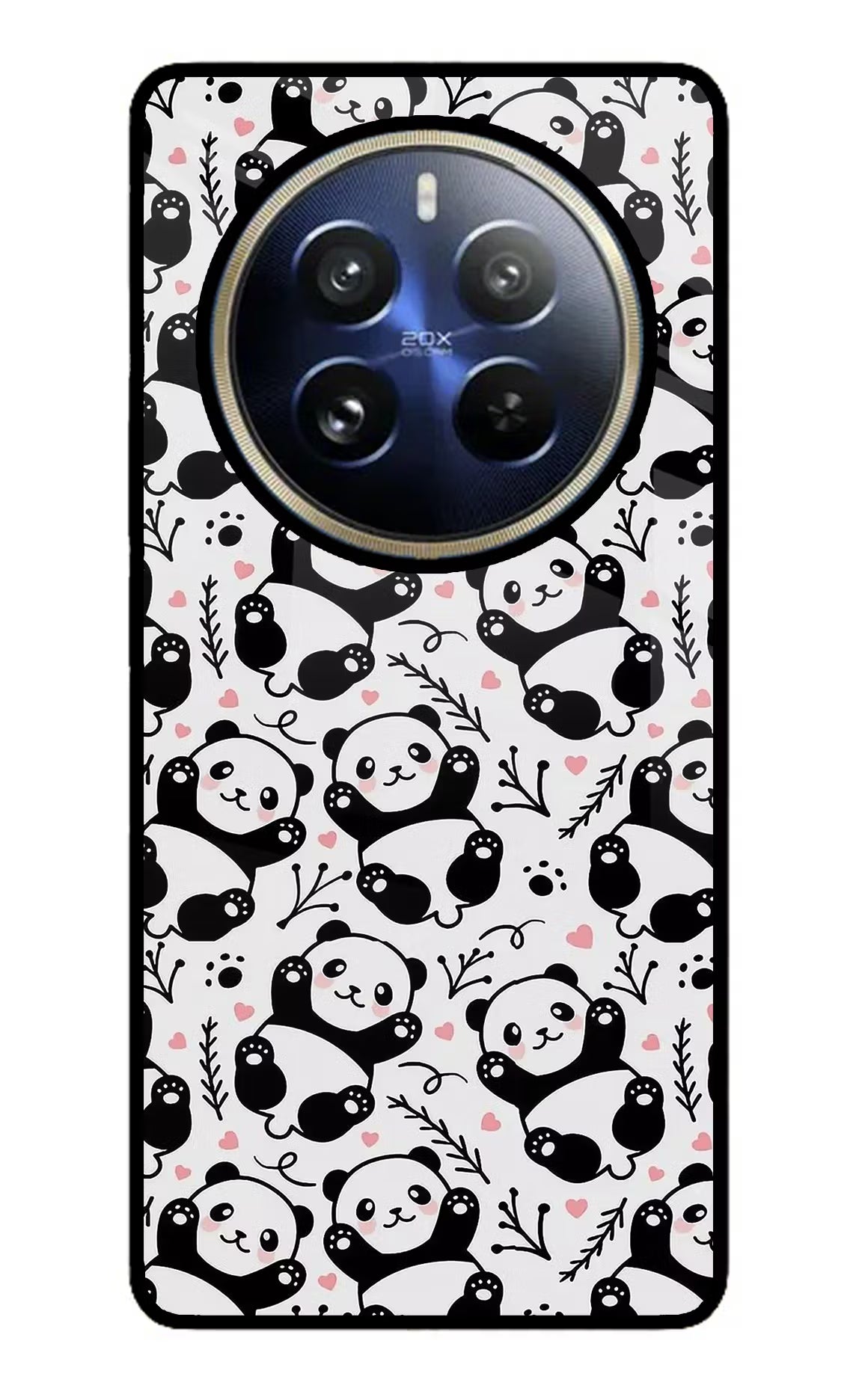 Cute Panda Realme 12 Pro 5G/12 Pro+ 5G Glass Case Back Cover by Casekaro