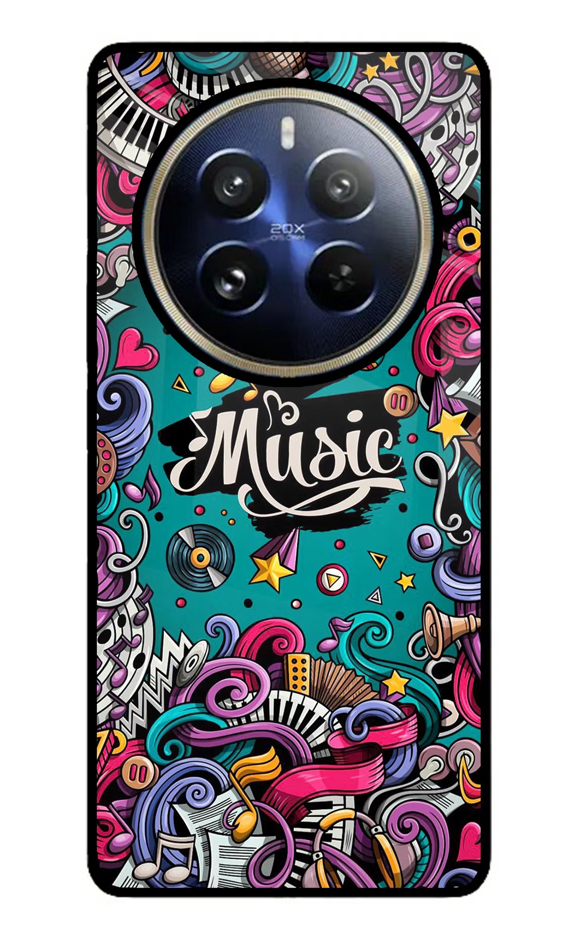 Music Graffiti Realme 12 Pro 5G/12 Pro+ 5G Glass Case Back Cover by Casekaro