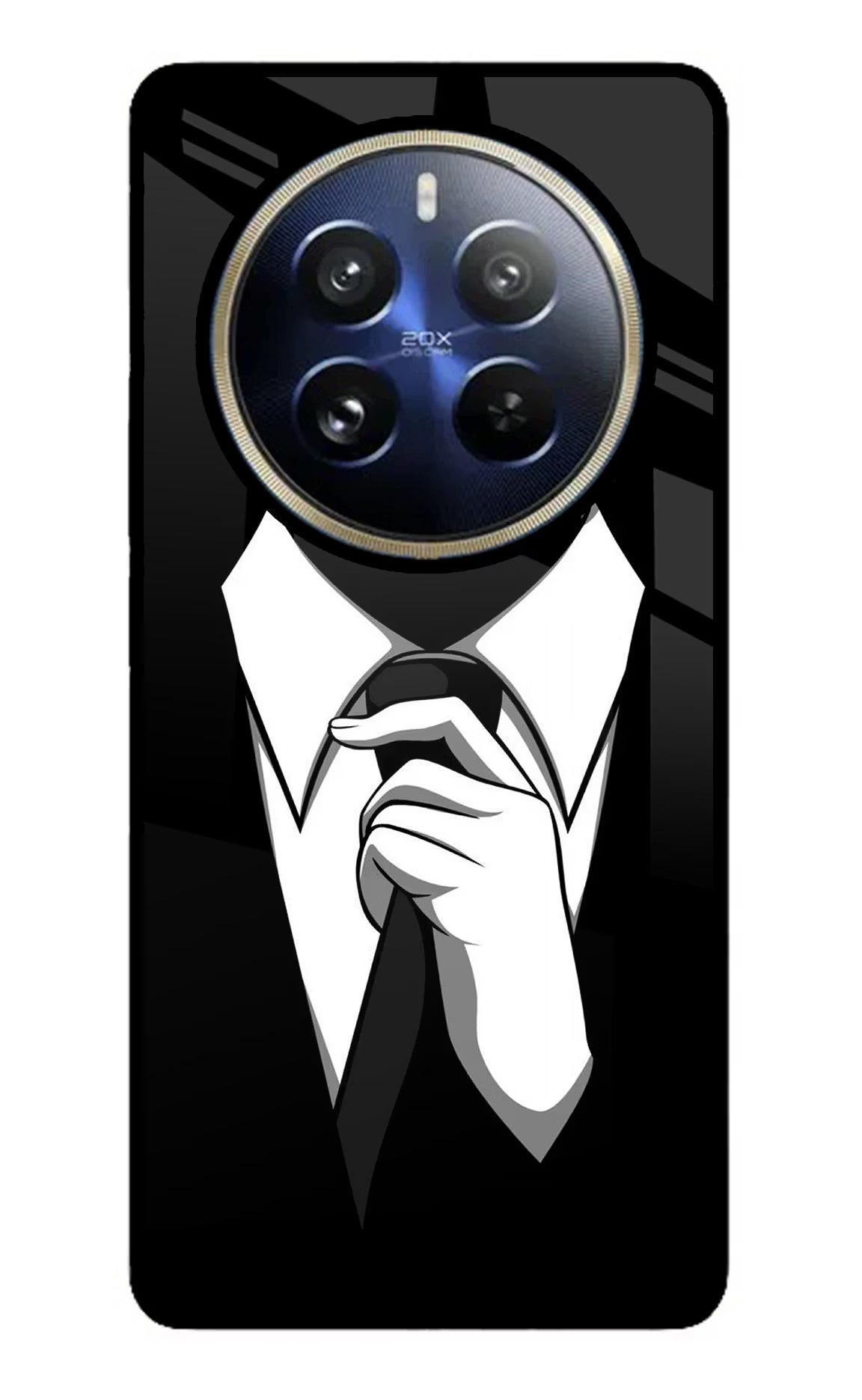Black Tie Realme 12 Pro 5G/12 Pro+ 5G Glass Case Back Cover by Casekaro