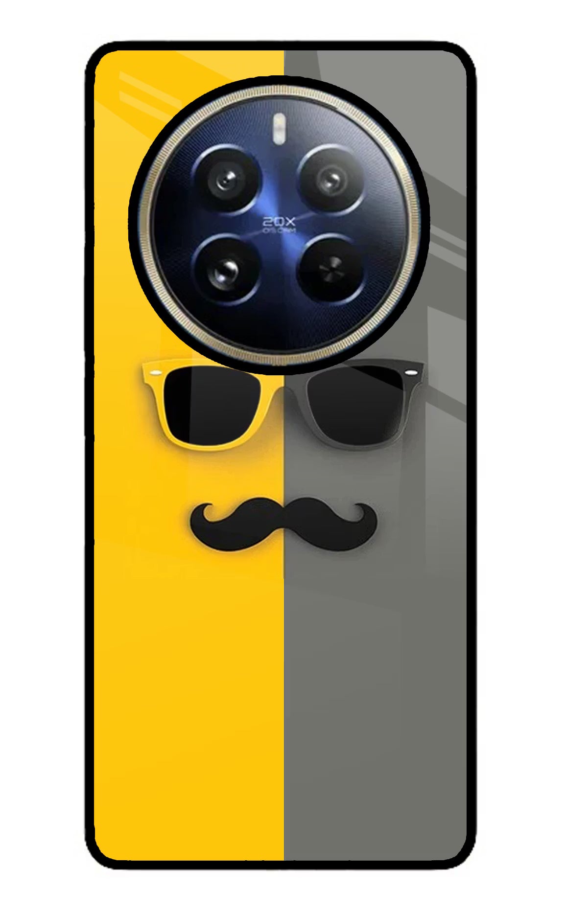 Sunglasses with Mustache Realme 12 Pro 5G/12 Pro+ 5G Glass Case Back Cover by Casekaro