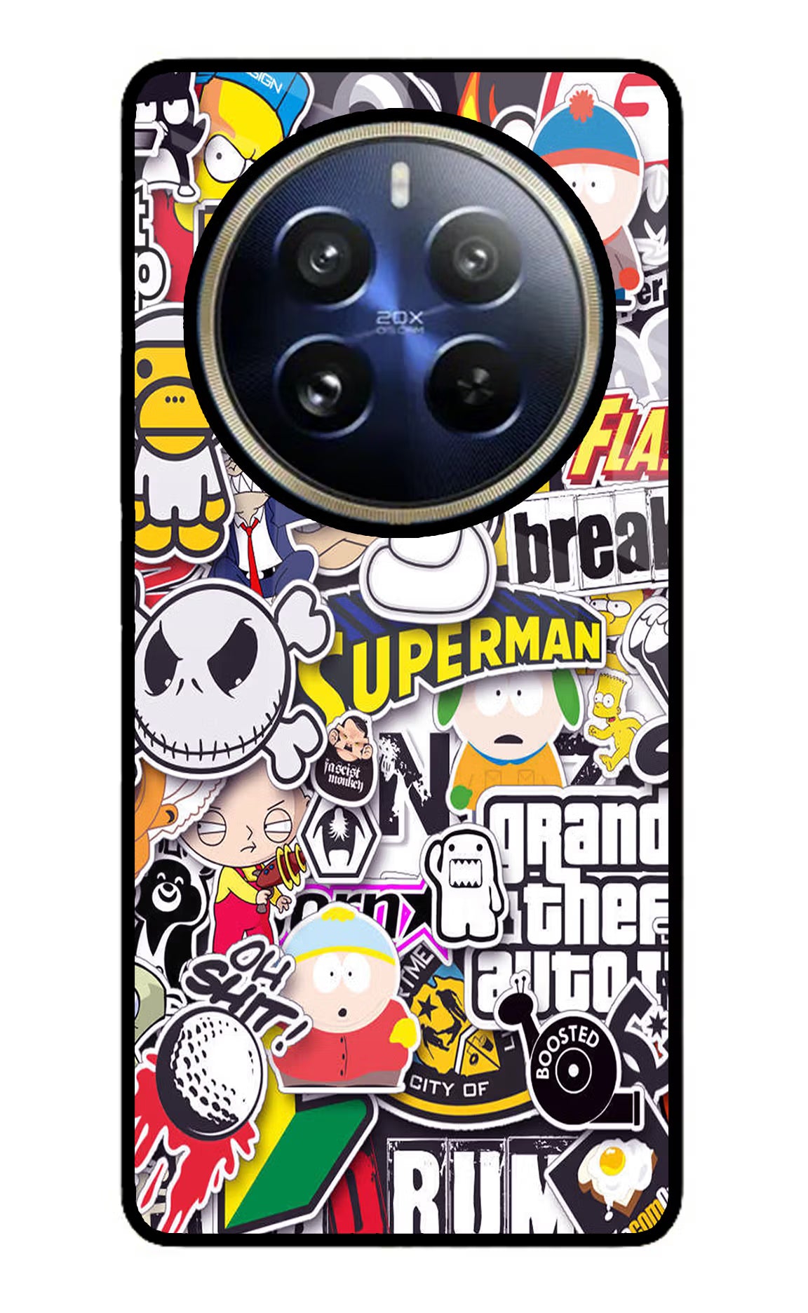 Sticker Bomb Realme 12 Pro 5G/12 Pro+ 5G Glass Case Back Cover by Casekaro