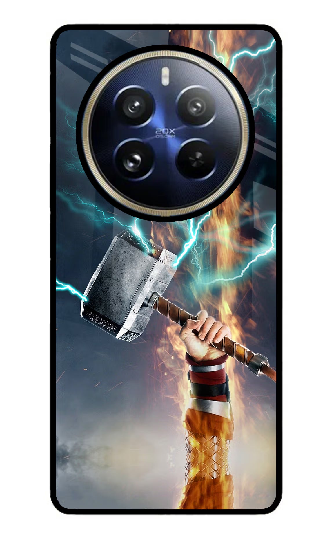 Thor Hammer Mjolnir Realme 12 Pro 5G/12 Pro+ 5G Glass Case Back Cover by Casekaro