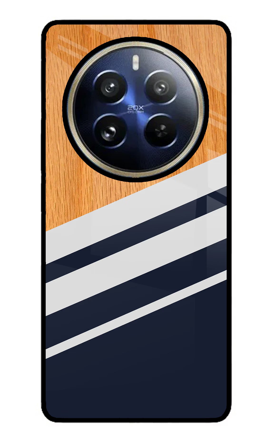 Blue and white wooden Realme 12 Pro 5G/12 Pro+ 5G Glass Case Back Cover by Casekaro