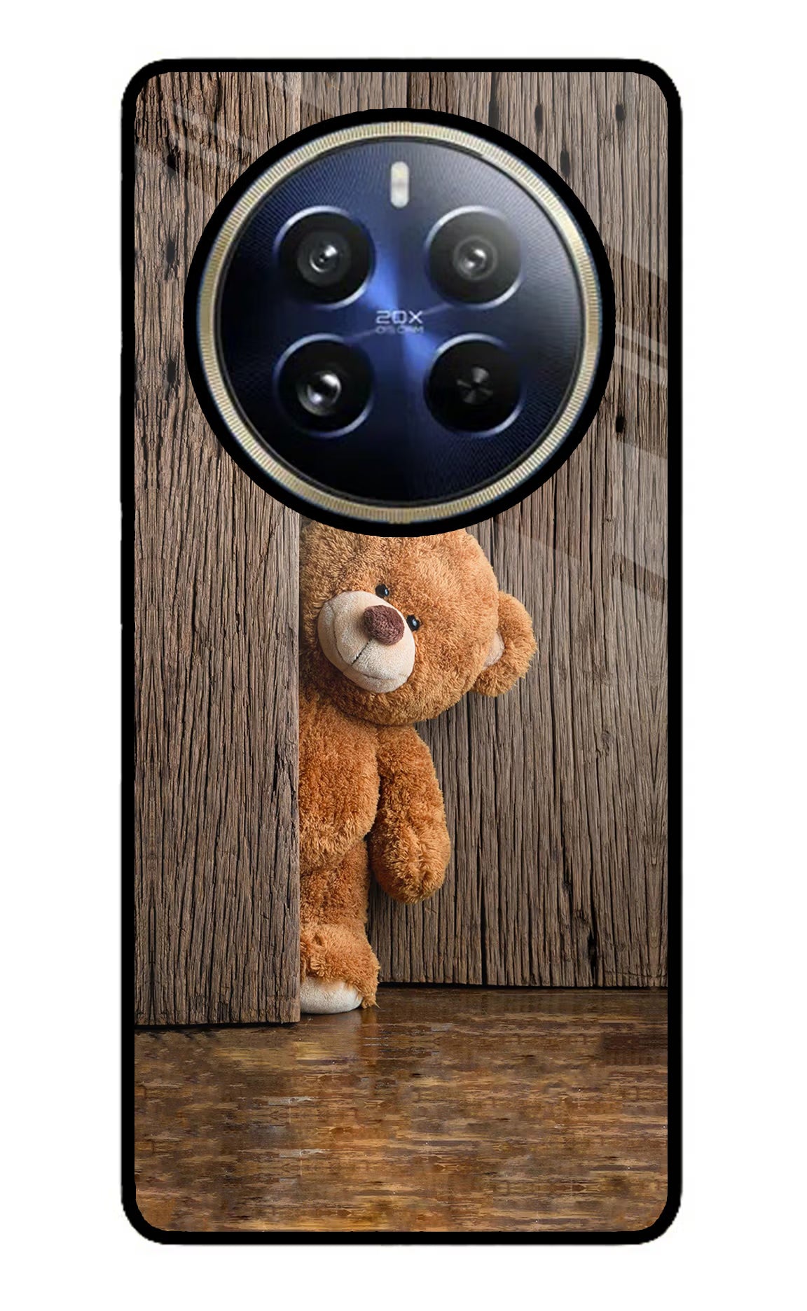 Teddy Wooden Realme 12 Pro 5G/12 Pro+ 5G Glass Case Back Cover by Casekaro