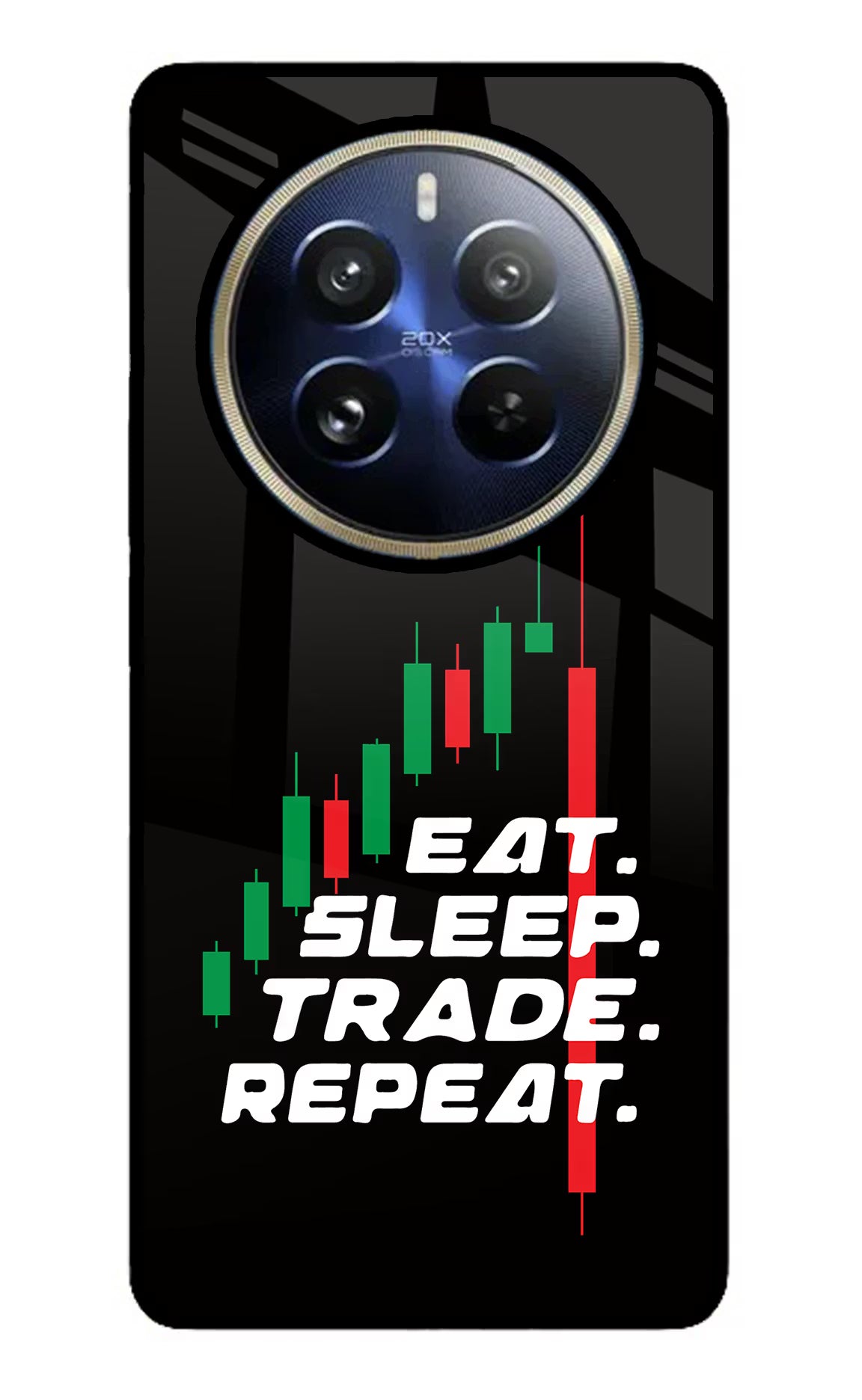 Eat Sleep Trade Repeat Realme 12 Pro 5G/12 Pro+ 5G Glass Case Back Cover by Casekaro