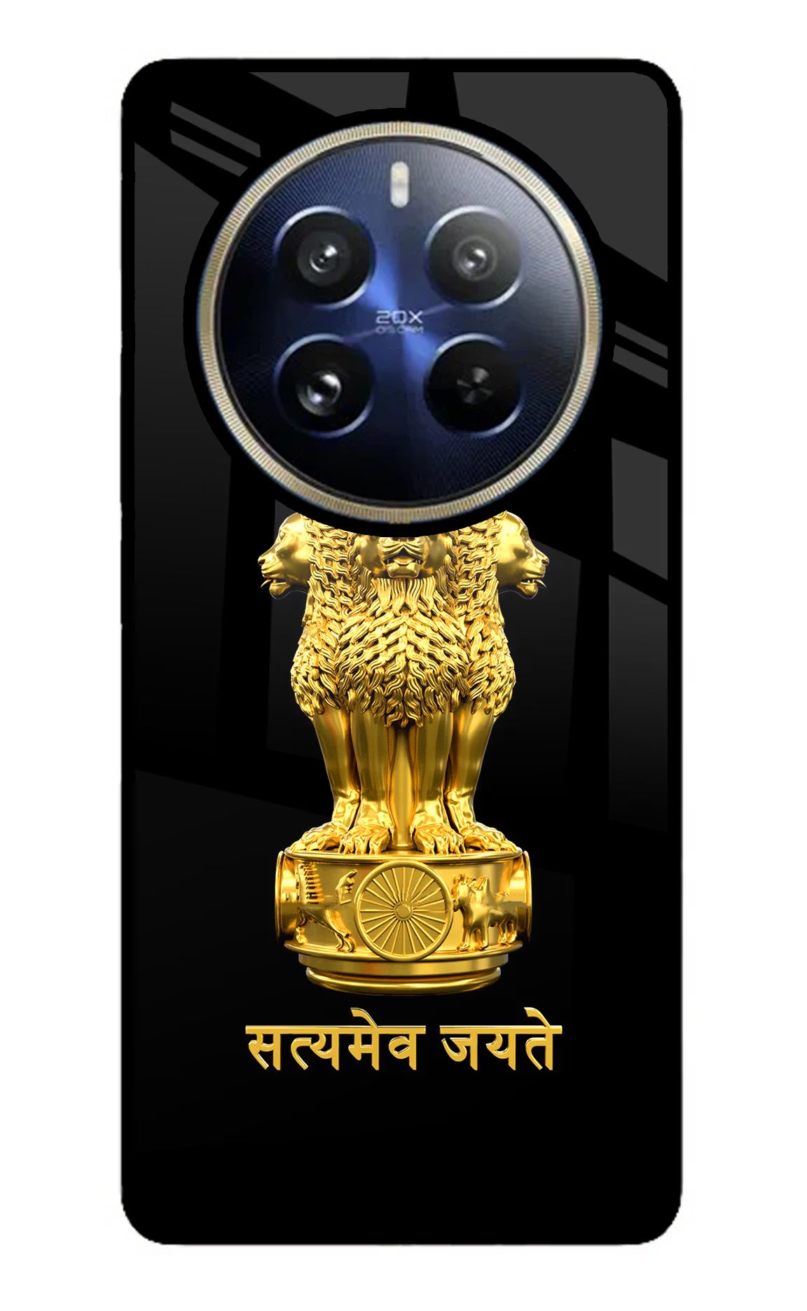 Satyamev Jayate Golden Realme 12 Pro 5G/12 Pro+ 5G Glass Case Back Cover by Casekaro