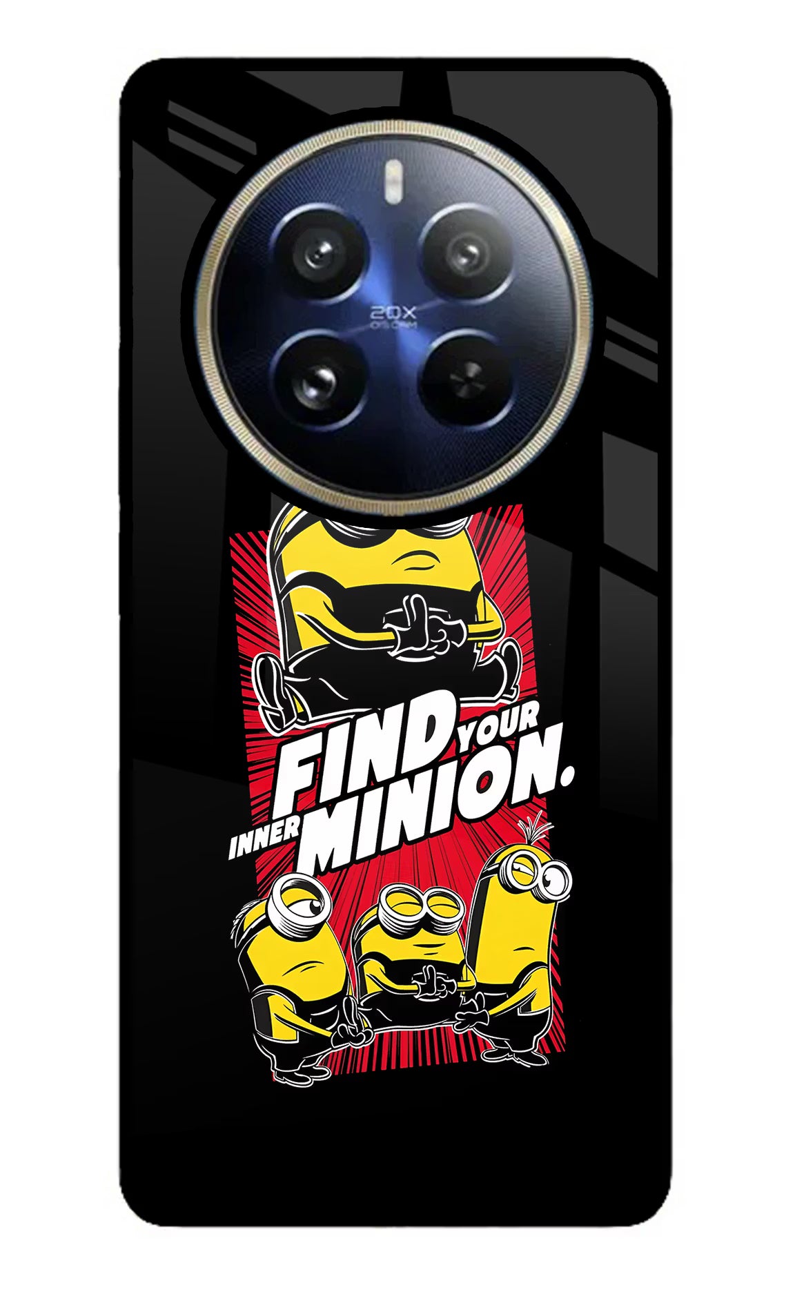Find your inner Minion Realme 12 Pro 5G/12 Pro+ 5G Glass Case Back Cover by Casekaro