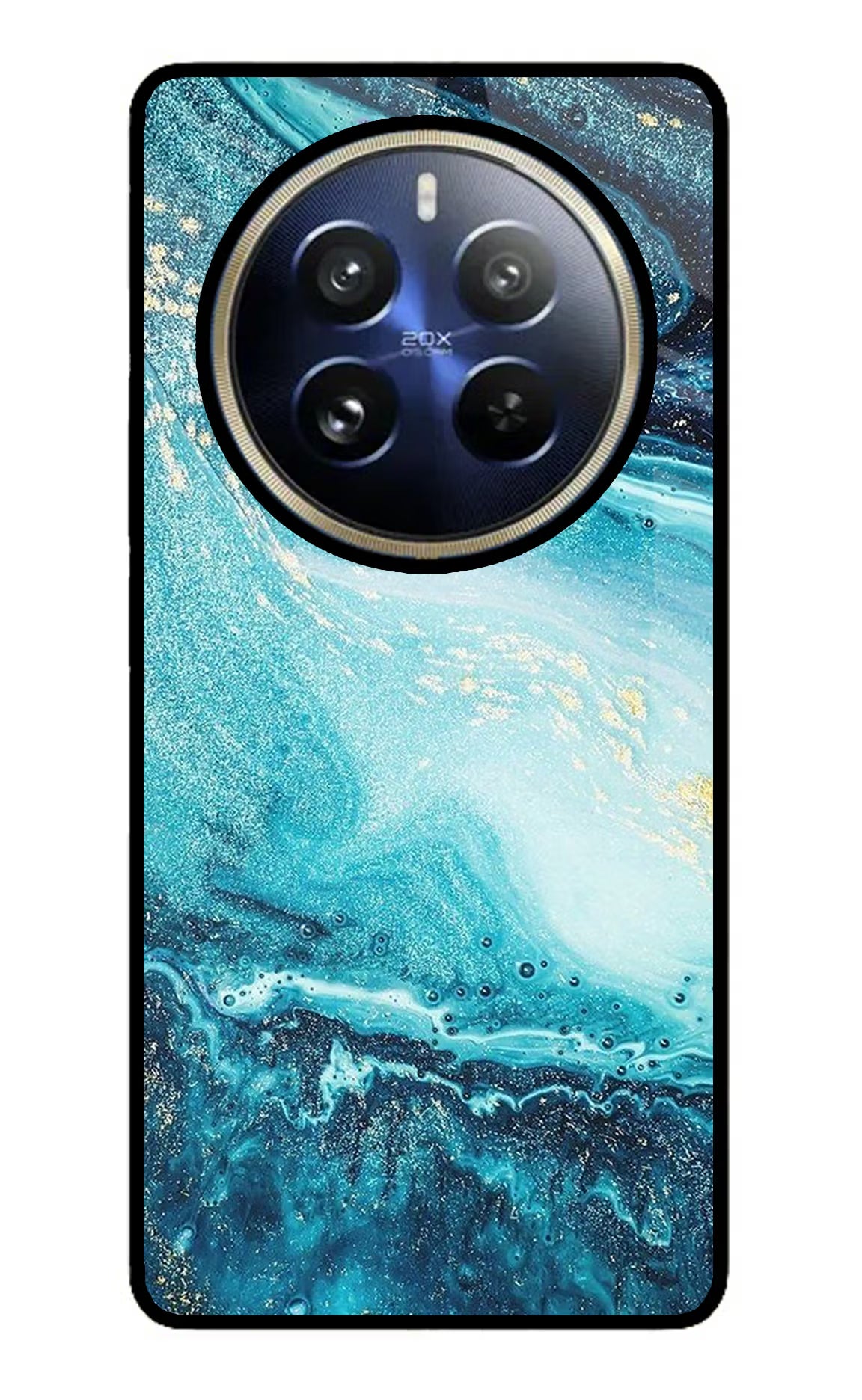 Blue Glitter Marble Realme 12 Pro 5G/12 Pro+ 5G Glass Case Back Cover by Casekaro