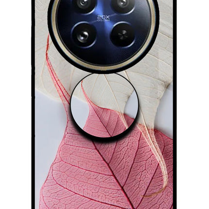 White Pink Leaf Realme 12 Pro 5G/12 Pro+ 5G Glass Case