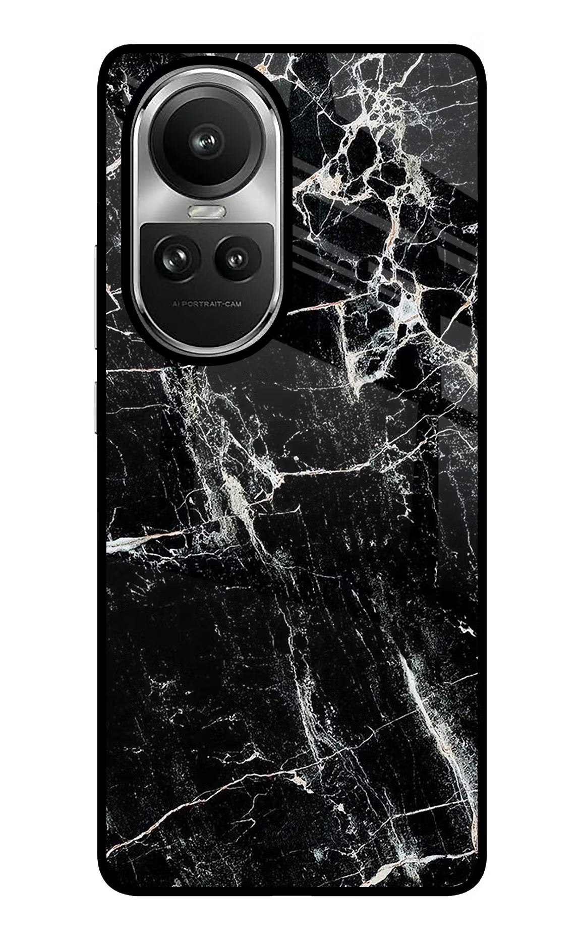 Black Marble Texture Oppo Reno10 5G/10 Pro 5G Glass Case Back Cover by Casekaro