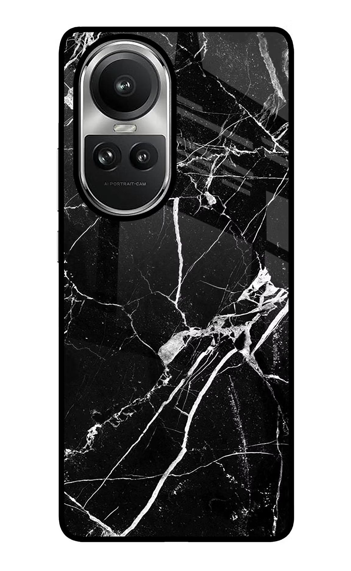 Black Marble Pattern Oppo Reno10 5G/10 Pro 5G Glass Case Back Cover by Casekaro