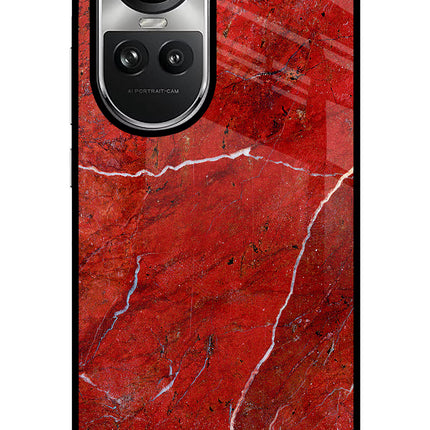 Red Marble Design Oppo Reno10 5G/10 Pro 5G Glass Case Back Cover by Casekaro