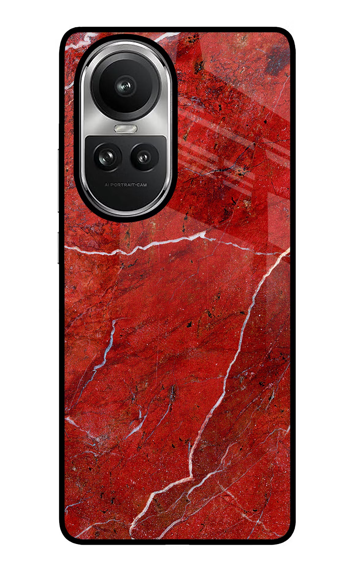 Red Marble Design Oppo Reno10 5G/10 Pro 5G Glass Case Back Cover by Casekaro