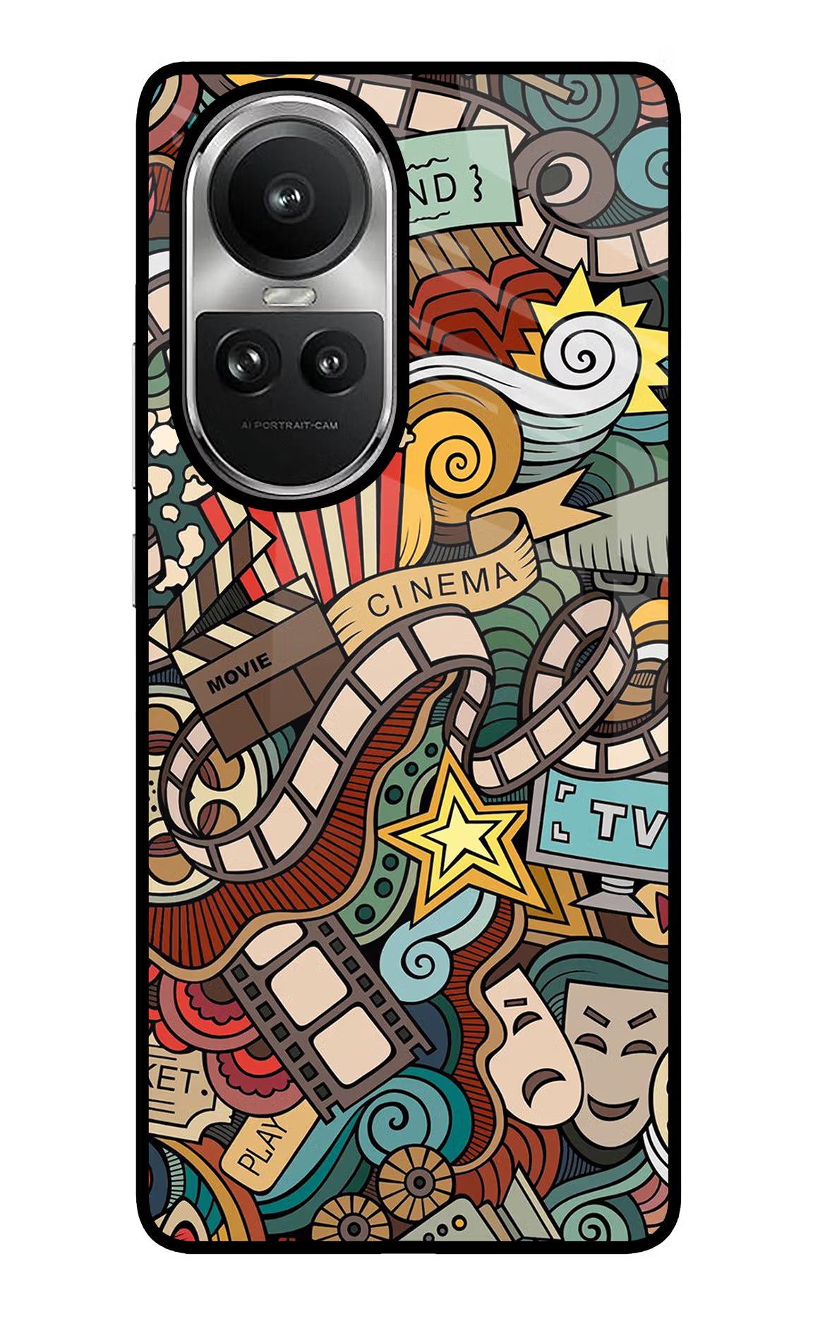 Cinema Abstract Oppo Reno10 5G/10 Pro 5G Glass Case Back Cover by Casekaro