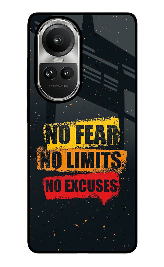 No Fear No Limits No Excuse Oppo Reno10 5G/10 Pro 5G Glass Case