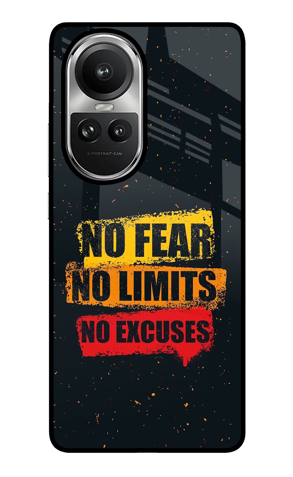 No Fear No Limits No Excuse Oppo Reno10 5G/10 Pro 5G Glass Case Back Cover by Casekaro