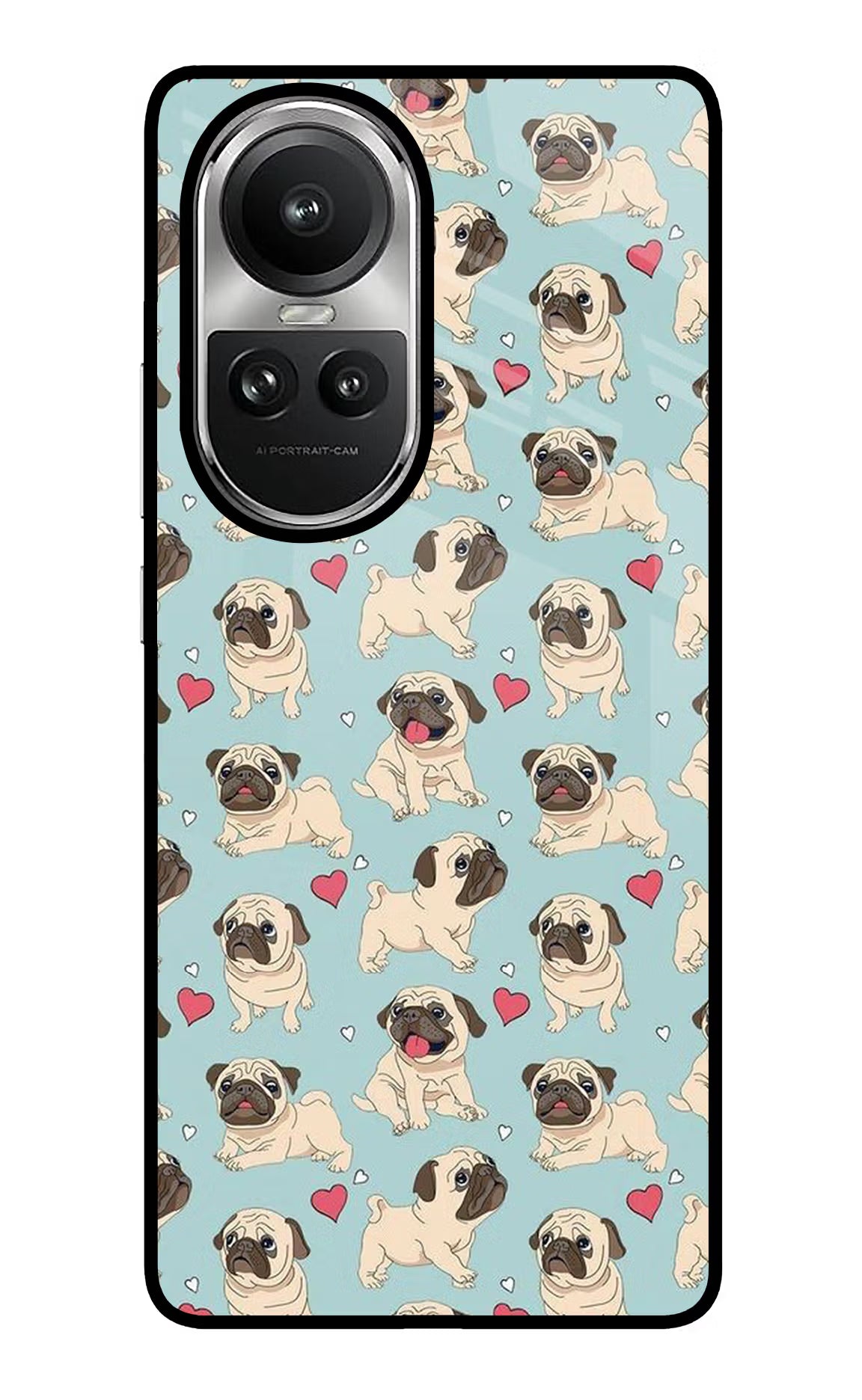 Pug Dog Oppo Reno10 5G/10 Pro 5G Glass Case Back Cover by Casekaro