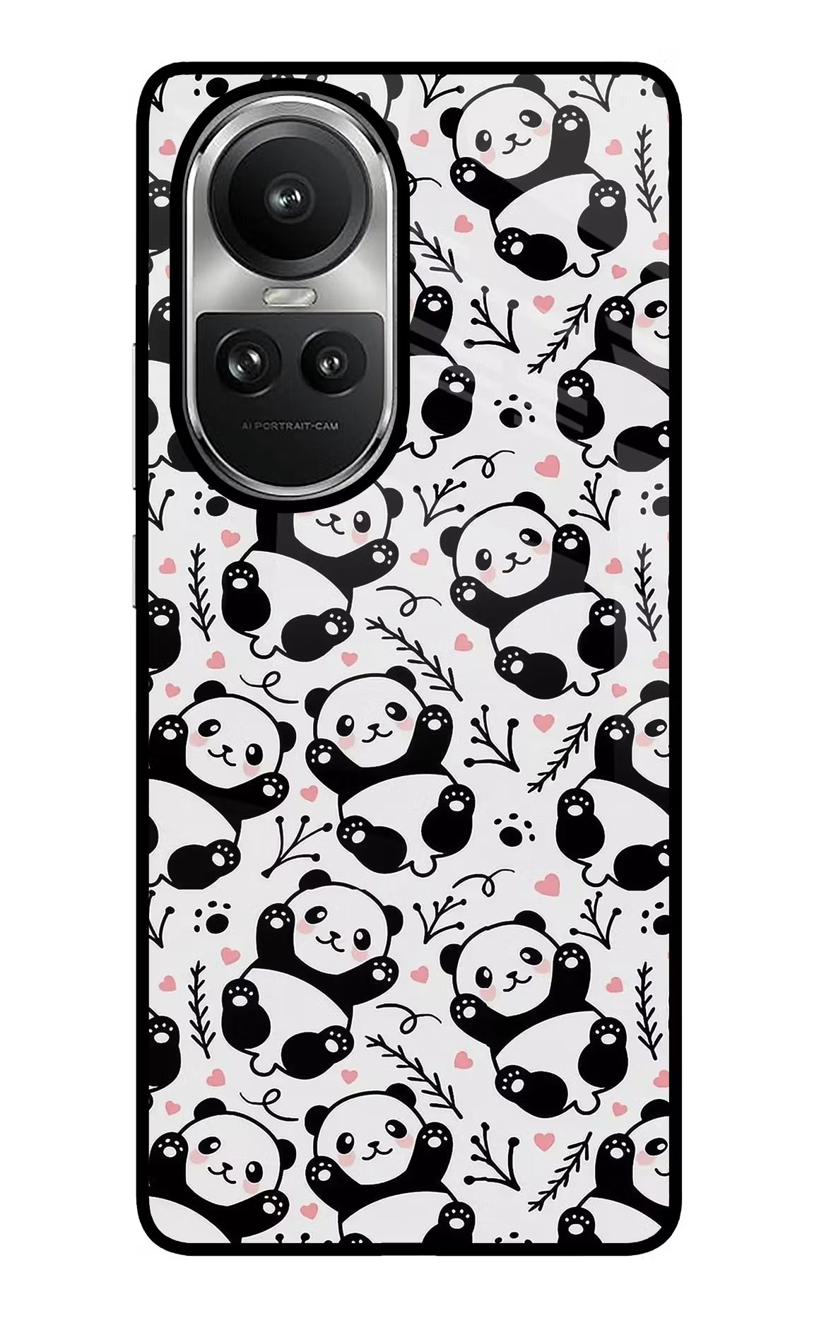 Cute Panda Oppo Reno10 5G/10 Pro 5G Glass Case Back Cover by Casekaro
