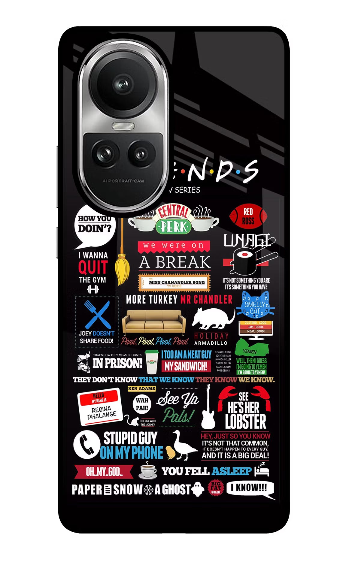 FRIENDS Oppo Reno10 5G/10 Pro 5G Glass Case Back Cover by Casekaro