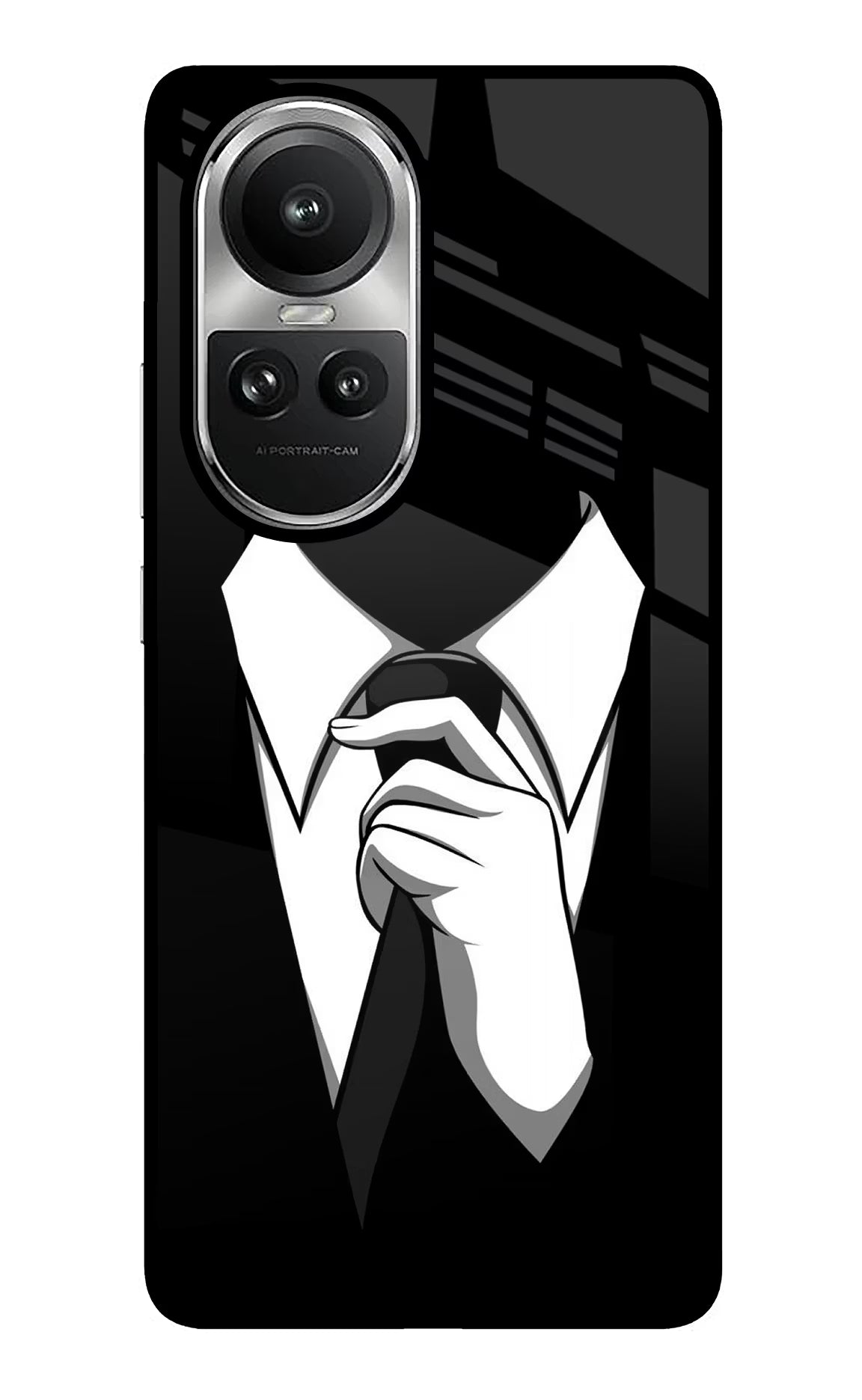 Black Tie Oppo Reno10 5G/10 Pro 5G Glass Case Back Cover by Casekaro