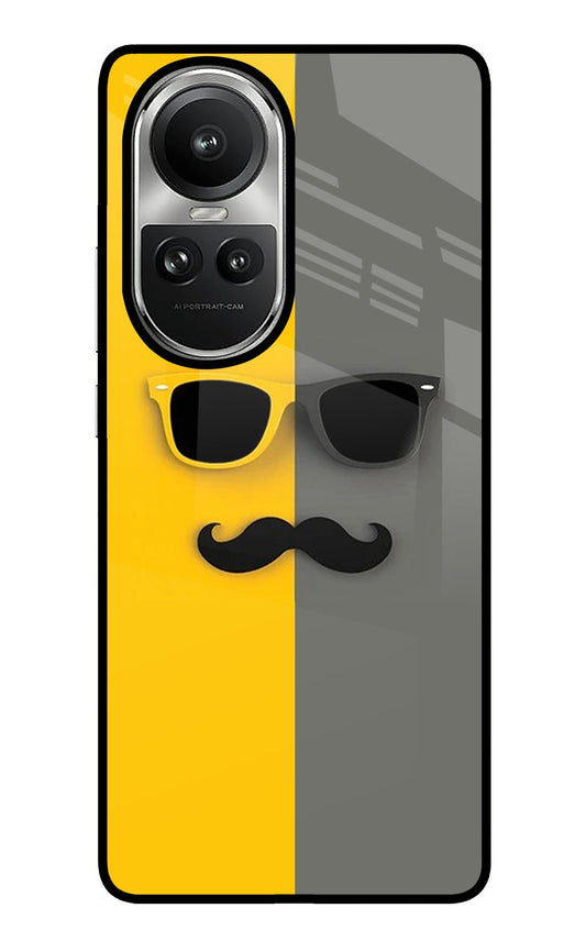 Sunglasses with Mustache Oppo Reno10 5G/10 Pro 5G Glass Case