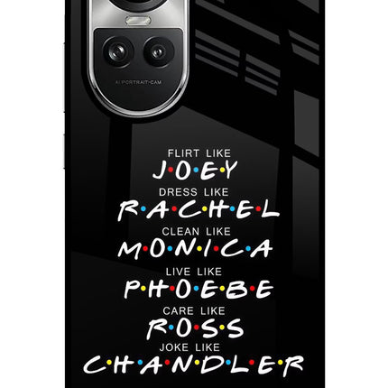 FRIENDS Character Oppo Reno10 5G/10 Pro 5G Glass Case Back Cover by Casekaro