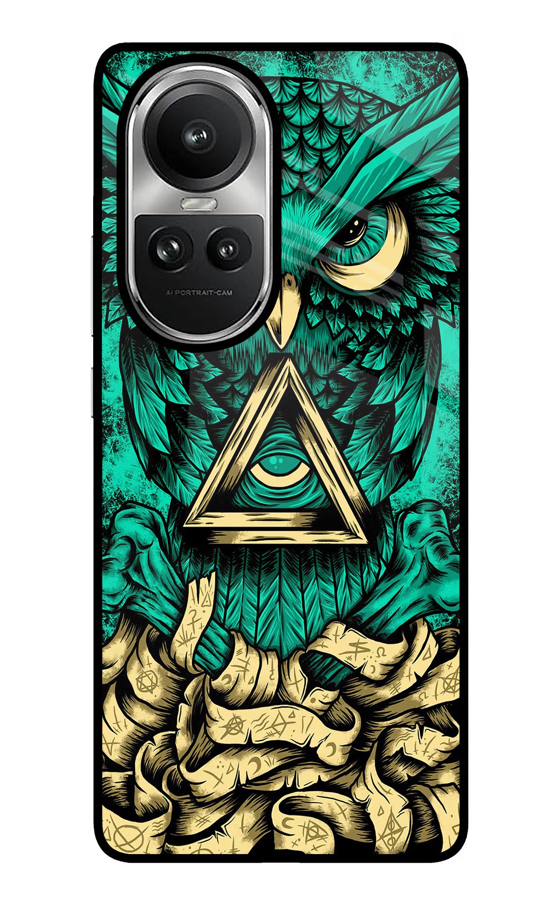 Green Owl Oppo Reno10 5G/10 Pro 5G Glass Case Back Cover by Casekaro