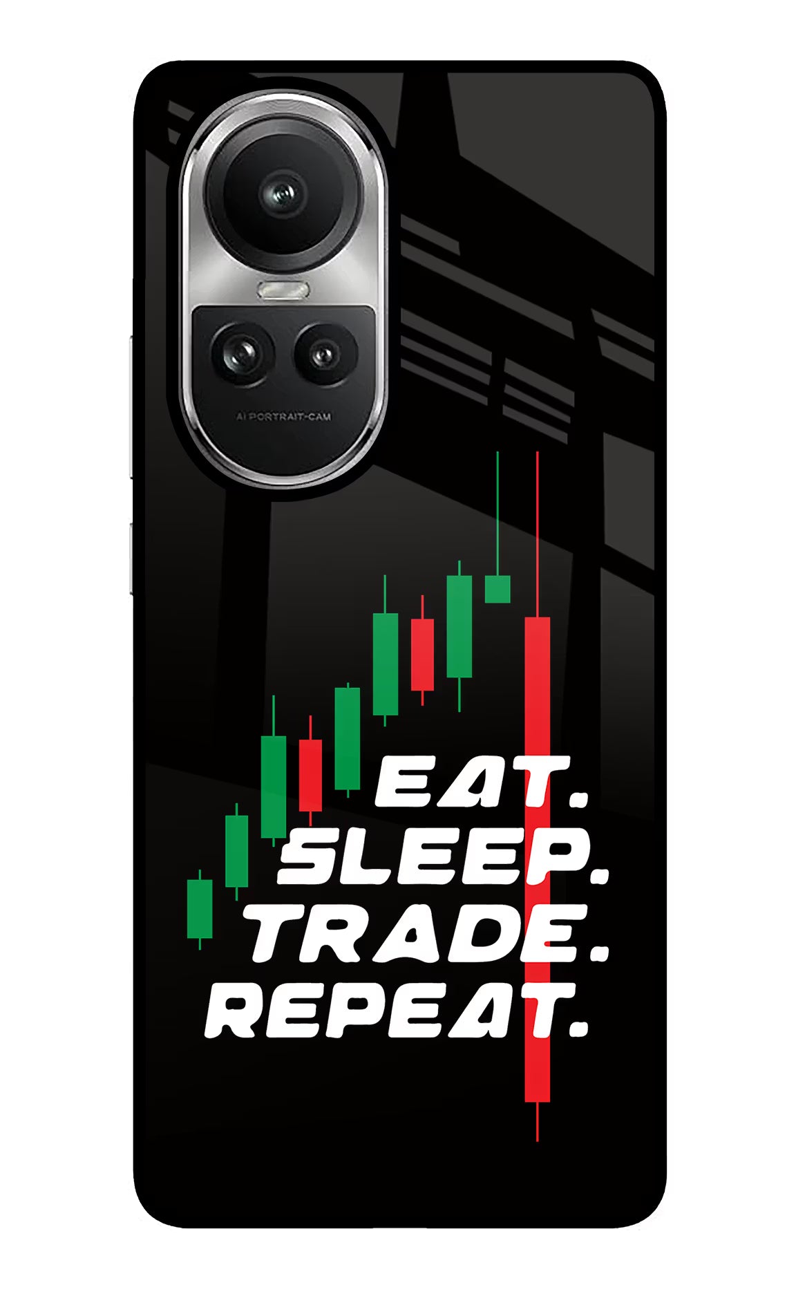 Eat Sleep Trade Repeat Oppo Reno10 5G/10 Pro 5G Glass Case Back Cover by Casekaro