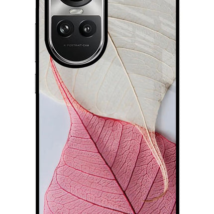 White Pink Leaf Oppo Reno10 5G/10 Pro 5G Glass Case Back Cover by Casekaro