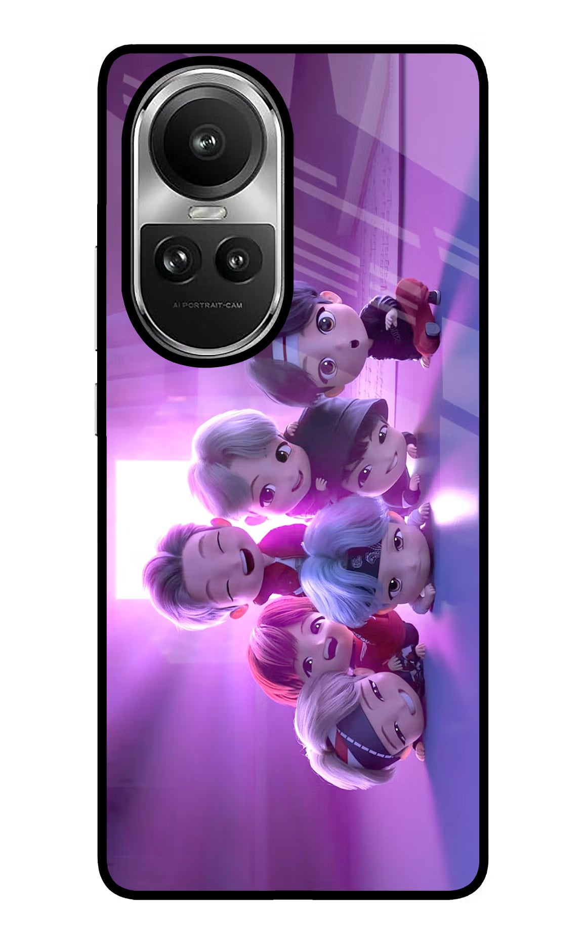 BTS Chibi Oppo Reno10 5G/10 Pro 5G Glass Case Back Cover by Casekaro