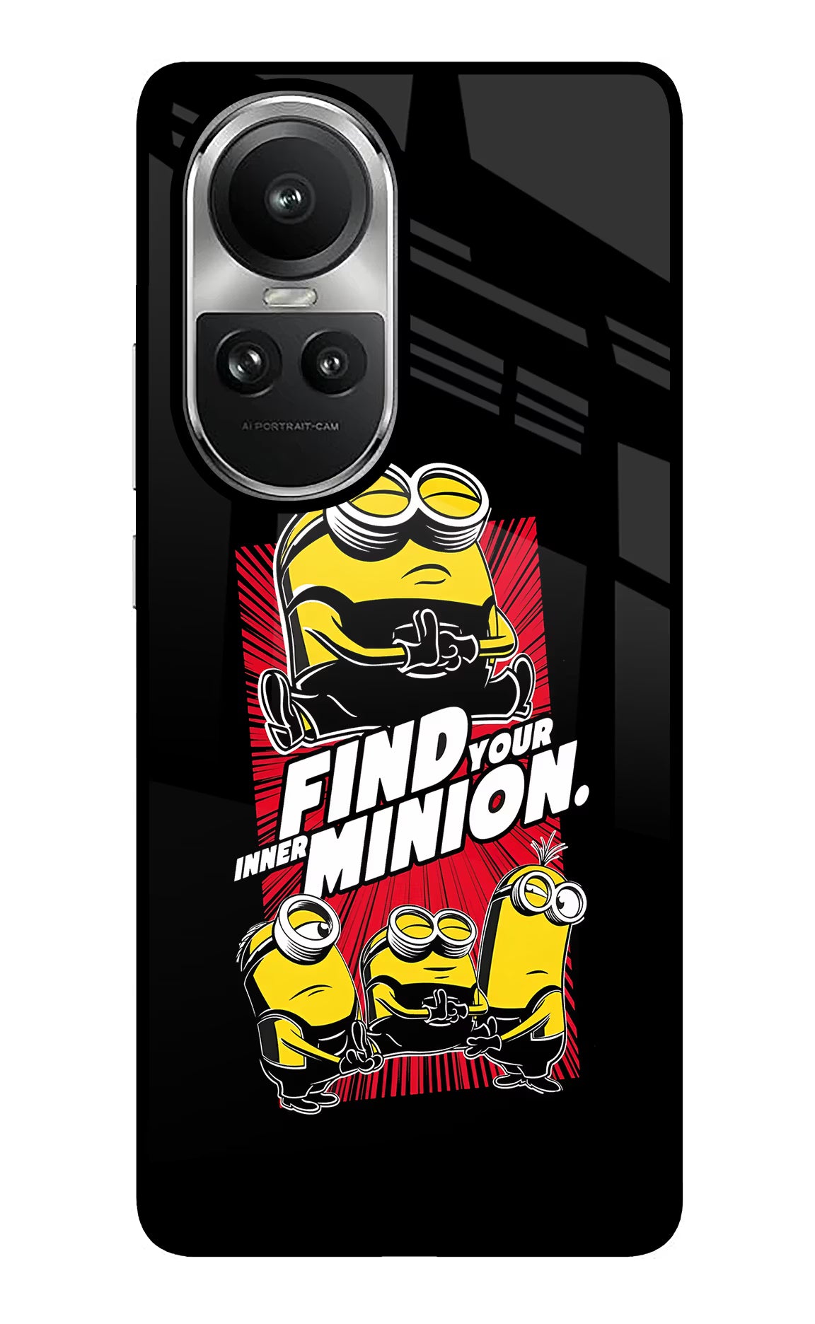 Find your inner Minion Oppo Reno10 5G/10 Pro 5G Glass Case Back Cover by Casekaro