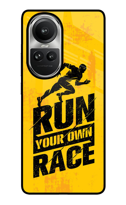 Run Your Own Race Oppo Reno10 5G/10 Pro 5G Glass Case