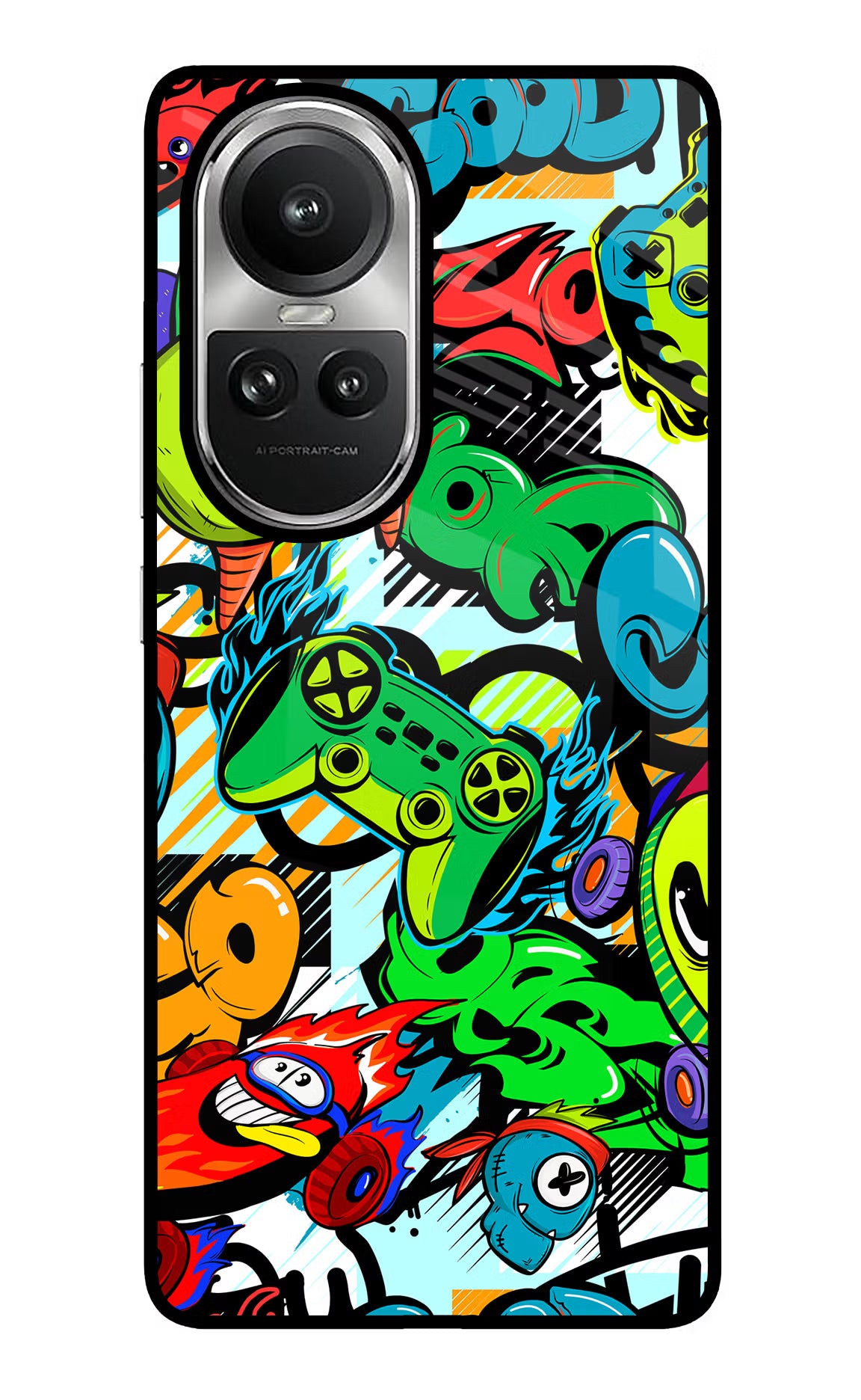 Game Doodle Oppo Reno10 5G/10 Pro 5G Glass Case Back Cover by Casekaro