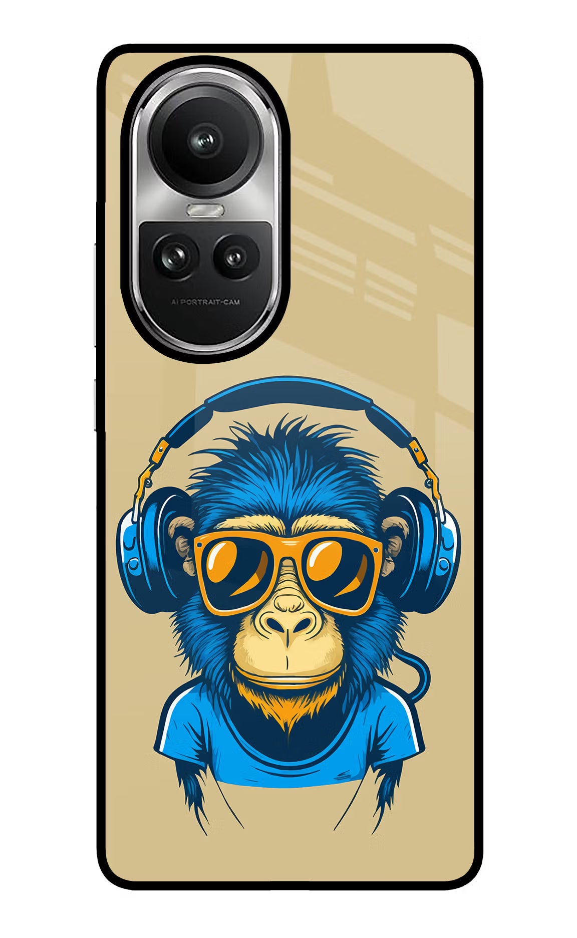 Monkey Headphone Oppo Reno10 5G/10 Pro 5G Glass Case Back Cover by Casekaro