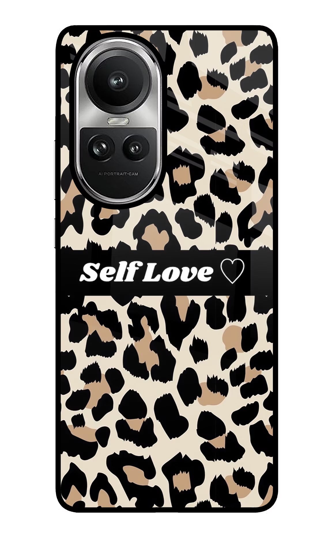 Leopard Print Self Love Oppo Reno10 5G/10 Pro 5G Glass Case Back Cover by Casekaro