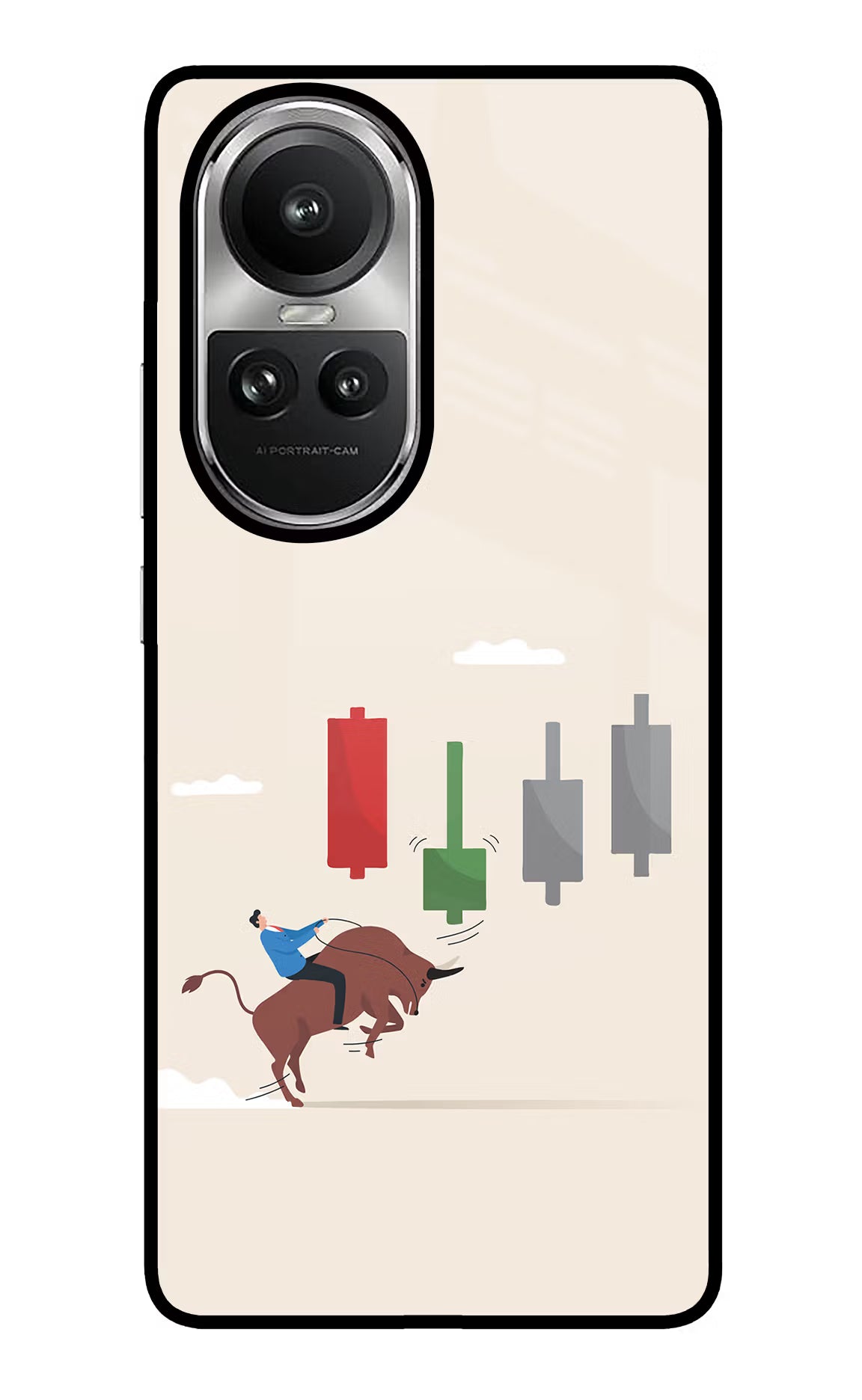 Bull Trading Momentum Oppo Reno10 5G/10 Pro 5G Glass Case Back Cover by Casekaro