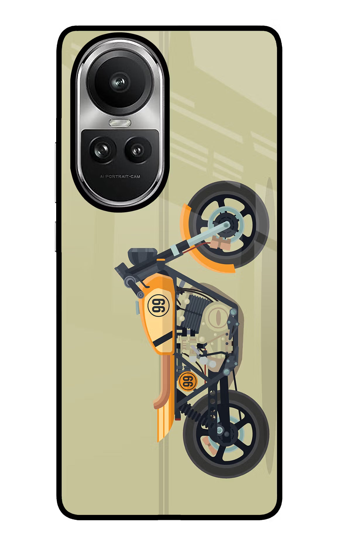 Vertical Speedster Oppo Reno10 5G/10 Pro 5G Glass Case Back Cover by Casekaro