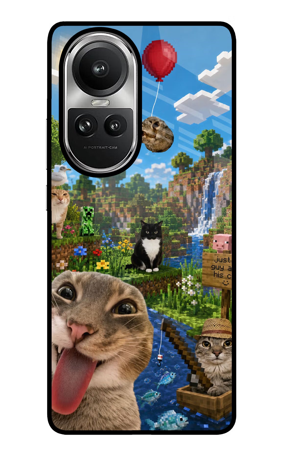 Minecraft Cat Chaos Oppo Reno10 5G/10 Pro 5G Glass Case