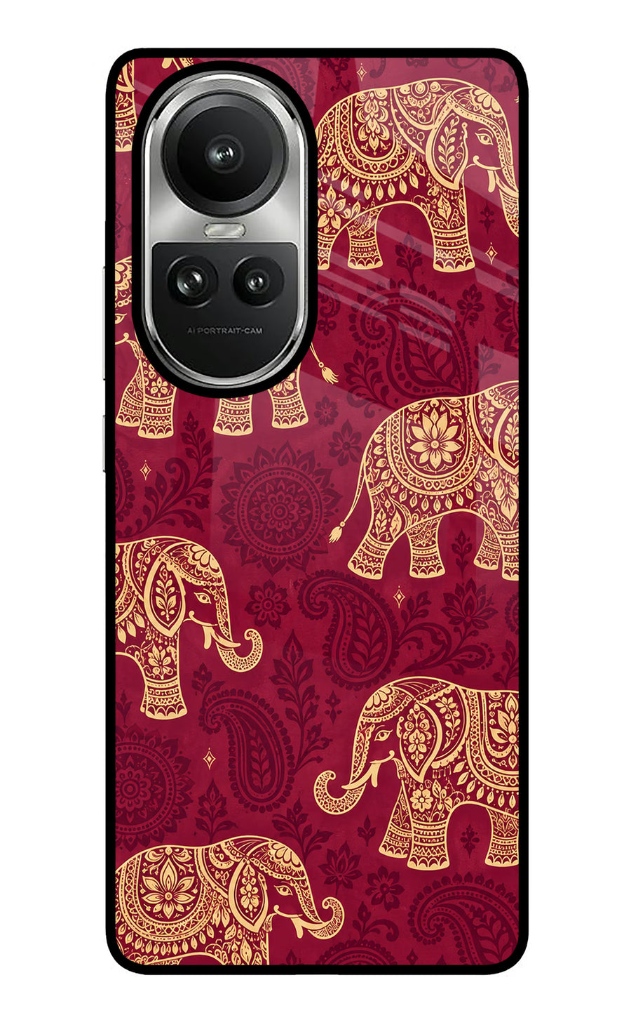 Maroon Elephant Oppo Reno10 5G/10 Pro 5G Back Cover, Glass case