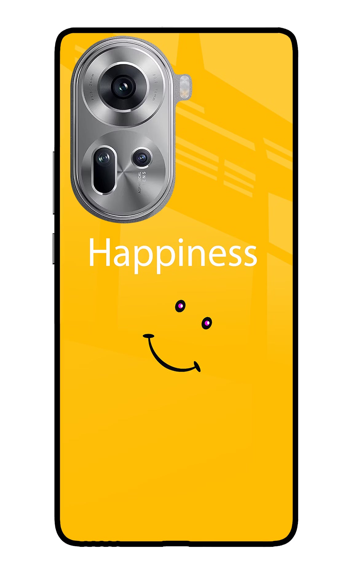 Happiness With Smiley Oppo Reno11 Glass Case Back Cover by Casekaro