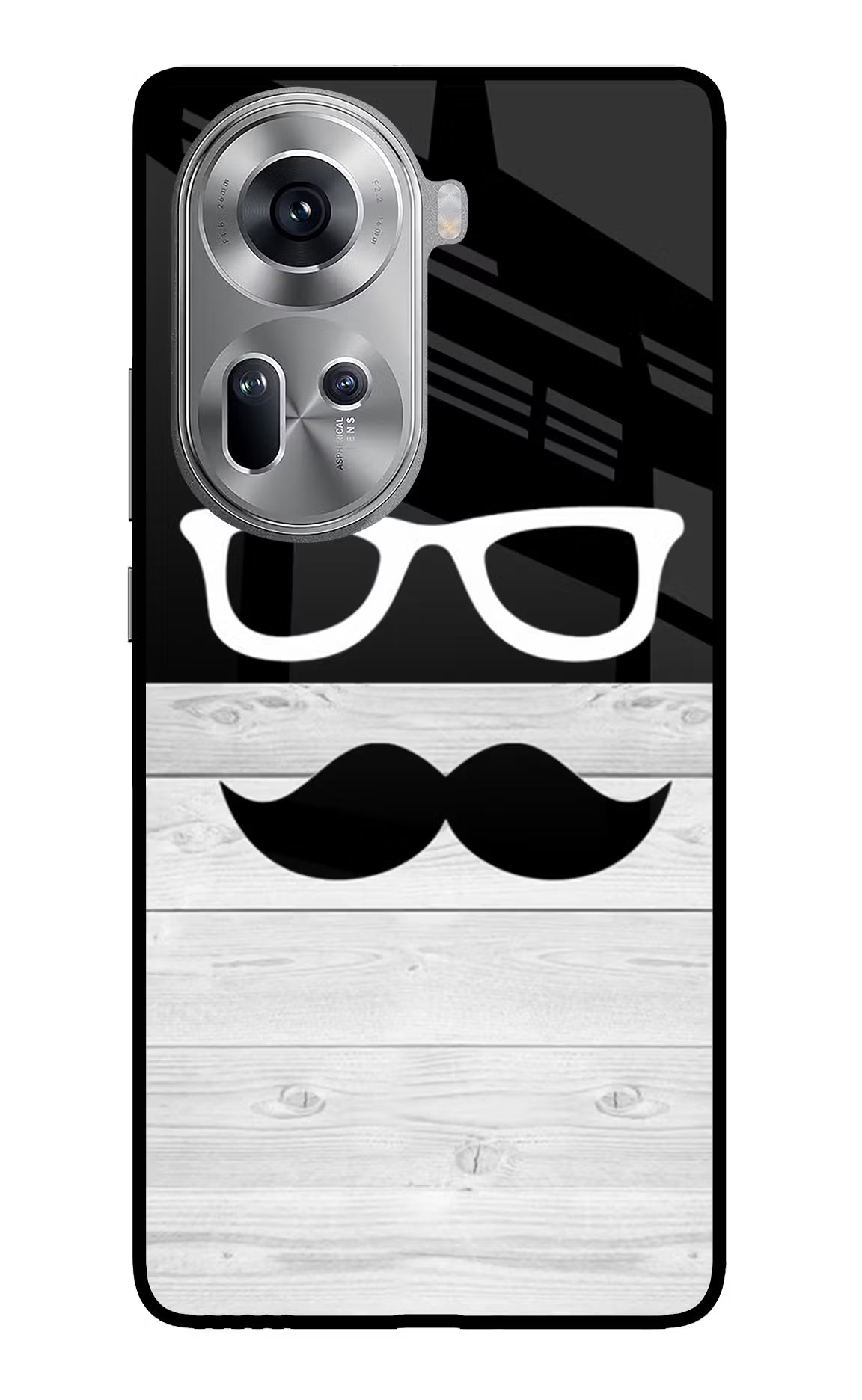 Mustache Oppo Reno11 Glass Case Back Cover by Casekaro