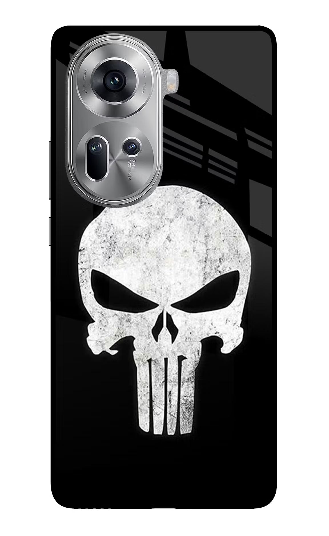 Punisher Skull Oppo Reno11 Glass Case Back Cover by Casekaro