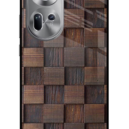 Wooden Cube Design Oppo Reno11 Glass Case