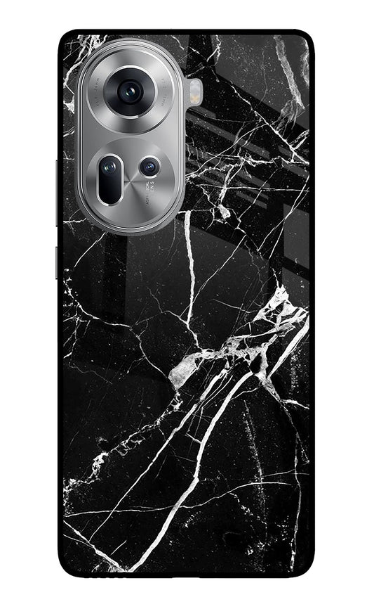 Black Marble Pattern Oppo Reno11 Glass Case