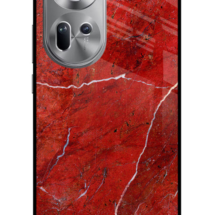 Red Marble Design Oppo Reno11 Glass Case Back Cover by Casekaro