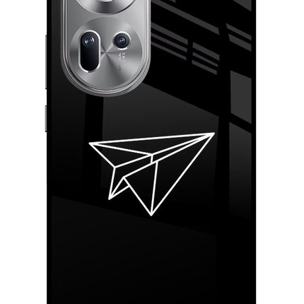 Paper Plane White Oppo Reno11 Glass Case Back Cover by Casekaro